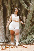 Load image into Gallery viewer, FIT GIRL SUMMER biker short set with U neck top in CREAM